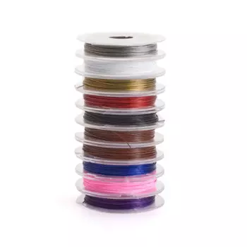 10Rolls 0.38mm Tiger Tail Beading Wire Steel Mixed Color Jewelry Findings for DIY Bracelet Necklace Craft Finding about 10m/roll