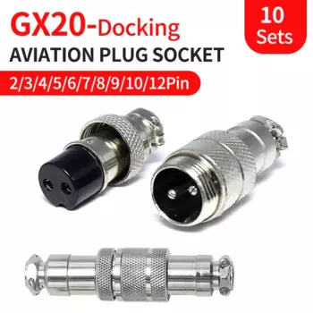10Set GX20 Docking 2 3 4 5 6 7 8 9 10 12 14 15Pin Male&Female Circular Panel Aviation Connector Butt Joint Plug Socket