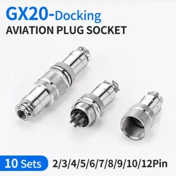 10Set GX20 Docking 2 3 4 5 6 7 8 9 10 12 14 15Pin Male&Female Circular Panel Aviation Connector Butt Joint Plug Socket