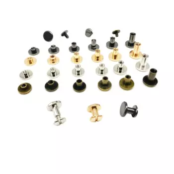 10Sets Copper Flat Stationery Rivets With Screws Binding Barrels and Screws DIY Belt Keychain Metal Accessories Screws Posts