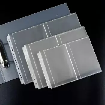 10Sheet/Set A4 B5 A5 Plastic Punched Pockets Folders Loose Leaf 20/6Holes Binder 2 Pocket Horizontal Version Document Organizer