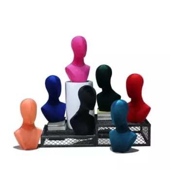 10style Colorful Velvet Headform Props Fake Female Head Mannequin Body Jewelry Store Scarf Hat Wig Window Display C027