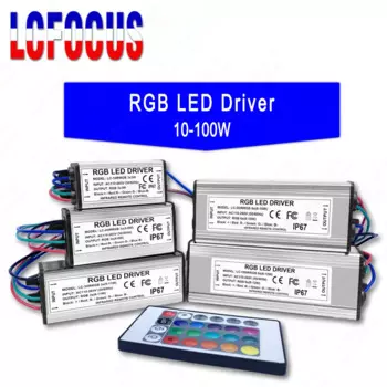10W 20W 30W 50W 100W RGB светодиодный драйвер Водонепроницаемый IP67 Цветной адаптер питания Трансформатор освещения Инфракрасный контроллер AC85-265V