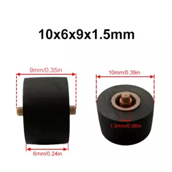 10x6x9x1.5mm Rubber Pinch Roller Wheel With Shaft For Tape Recorder Pressure Cassette Deck Movement Audio Accessories Component