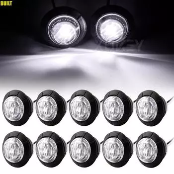 10x 12 В 24 В Белый боковой мини-круглый светодиодный габаритный фонарь 3/4 дюйма Грузовик Прицеп Лодка Трактор Караван ATV UTV RV Шасси Решетка Сигнальная лампа