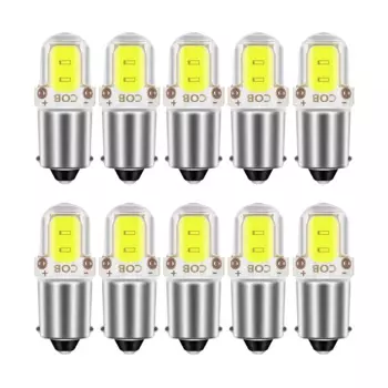 10x BA9S Автомобильный светодиод T4W H6W LED CANBUS COB 2LED Лампа для внутреннего освещения номерного знака автомобиля Маркер для чтения Авто лампа Белый 6000K 12V