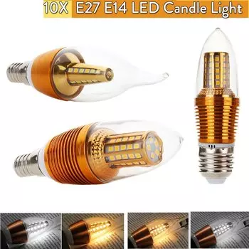 10X Led Свечи Лампочка 5w 7w 12w люстра Лампа Лампа Галогенная пламенная лампа 2835 Домашний 220v Холодный источник B15 полоска C35 E14 для SMD