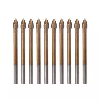 10x сверло из титана и керамики для стеклянной плитки, насадка из карбида вольфрама с крестовой головкой 6 мм