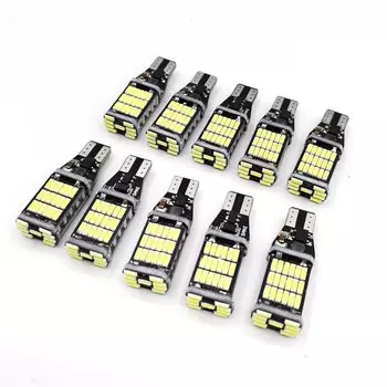 10x T15 W16W Автомобильная светодиодный ная лампа 4014 45SMD W5W светодиодная сигнальная лампа супер яркий белый внутренний купол лампа багажника парковочные огни s DC12V