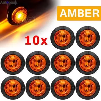 10x водонепроницаемый круглый 3/4 "12 В 24 В Янтарно-желтый боковой габаритный фонарь, индикатор сигнала, светодиодная лампа, прицеп, караван, фургон, кемпер, лодка