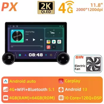 11,8-дюймовый экран 2 Din 10-ядерный Android автомобильный радиоприемник навигация мультимедиа Carplay GPS Wi-Fi головное устройство авторадио автомобильная стереосистема с вентилятором