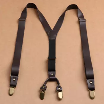 120*2.5CM Fetish Men's Suspenders 4 Clips Genuine Leather Elasticity Tactical Suspenders Harness Man Adjustable Accessories
