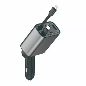 120 Вт 5 в 1 с выдвижным автомобильным зарядным устройством, кабель USB типа C, дисплей напряжения, RGB-подсветка для телефона IPhone, Android, быстрое зарядное устройство