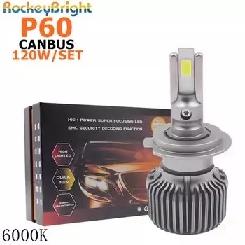 120 Вт P60 H7 Автомобильные светодиодные фары Противотуманные фары Canbus 6000k HB3 9005 9006 Автоматические светодиодные фары Противотуманные фары