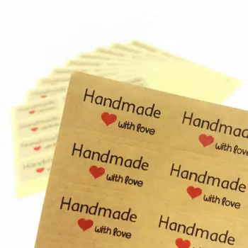 Набор наклеек leaffei сердечки из крафтовой бумаги 120 шт