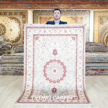 122x183 см Традиционный турецкий синий ковер ручной работы персидский шелковый коврик изысканный (SCJ17B)