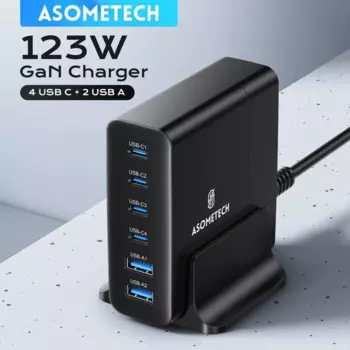 123W Gan USB C Быстрое зарядное устройство для планшетов Macbook iPad Быстрая зарядка 4.0 PD3.0 Многопортовая зарядная станция для iPhone 15 14 Samsung