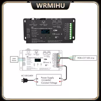 12-24 В DMX512 CV OLED D5 оснащен XLR3 RJ45 8/16 бит 5CH PWM 0-100% диммер главный контроллер для RGB + CCT фотоленты