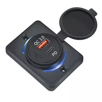 12-24 В QC3.0 + 18WPD Зарядное устройство с двумя портами USB Водонепроницаемое автомобильное зарядное устройство Адаптер для автомобиля Мотоцикл Грузовик Морская лодка ATV RV