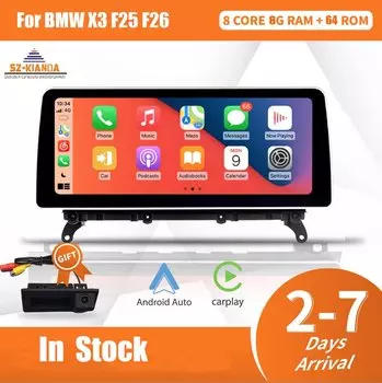 12,3-дюймовый автомобильный мультимедийный сенсорный экран 1920*720P для BMW X3 F25 X4 F26 CIC NBT Android 14 Auto System Wireless Carplay Radio GPS