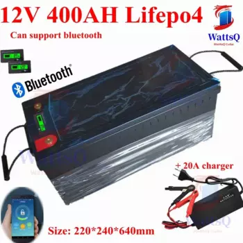 12,8 В 12 В 400 Ач Lifepo4 литиевая батарея Bluetooth BMS приложение для источника питания EV солнечный инвертор для хранения лодки + зарядное устройство 20 А