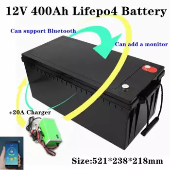 12,8 В 400 Ач 12 В Lifepo4 литиевая батарея Bluetooth BMS приложение для источника питания EV солнечный инвертор для хранения лодки + зарядное устройство 20 А