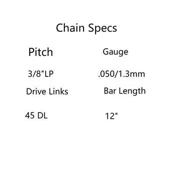 12-дюймовая цепь для бензопилы 45DL 3/8LP .050/1,3 мм, подходит для пилы JOHN DEERE CD91VG45DL