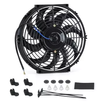 12-дюймовый универсальный тонкий реверсивный электрический радиатор 12 В 80 Вт, автоматический вентилятор, двухтактный с монтажным комплектом, тип S 12 дюймов, WX-FAN12