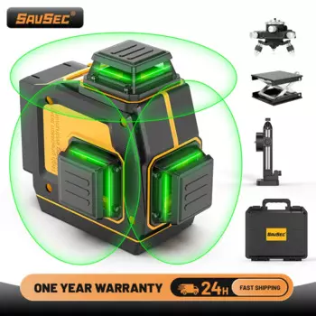 12-линейный 3D зеленый лазерный уровень Savsec, высокоточный самовыравнивающийся лазерный уровень с перекрестными линиями, инструмент с дистанционным управлением, кронштейном, импульсом
