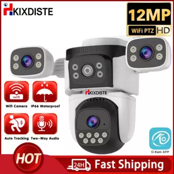 12-мегапиксельная 6K Wi-Fi камера с тройным объективом, трехэкранная видеокамера безопасности, PTZ, автоматическая трековая IP-камера видеонаблюдения, уличная радионяня