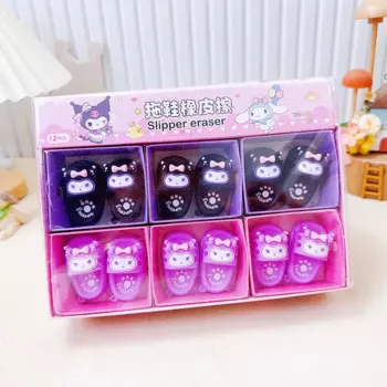 12 наборов/партия, ластик Sanrio Kuromi, милые стирательные ластики с котенком, канцелярские принадлежности, детские подарки, офисные и школьные принадлежности