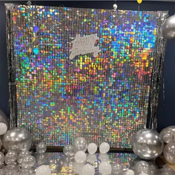 Блестящие настенные панели с серебристыми пайетками, 90x180 см