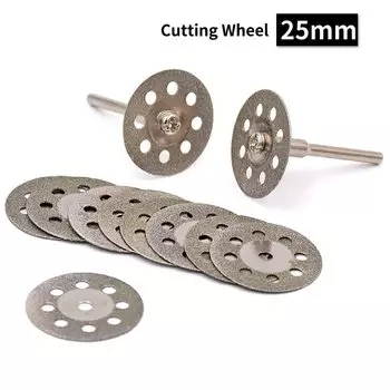 12 шт. алмазные отрезные диски 20 мм 22 мм 25 мм с покрытием, вращающийся инструмент с оправкой 3 мм, 2 шт., металлический мрамор для Dremel,