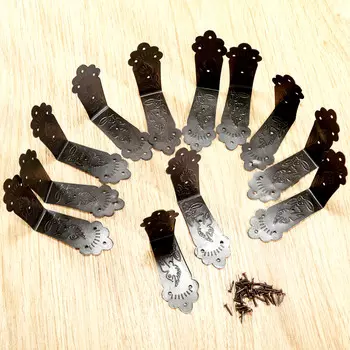 12 шт. декоративные угловые протекторы, антикварная мебельная фурнитура, винтажный металлический угловой кронштейн для нагрудного чехла, угловая защита коробки