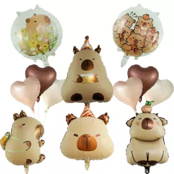 12 шт., набор воздушных шаров из алюминиевой пленки с изображением капибары, милые детские декоры для дня рождения Kapibala, принадлежности для детского душа, Globos