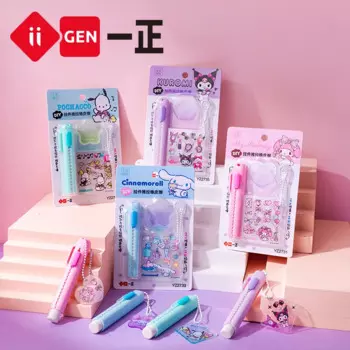 12 шт. Sanrio Push Pull карандаш, ластик мелодия Kuromi Cinnamoroll Pachacco, детский студенческий ластик для письма, канцелярские принадлежности, школьные принадлежности