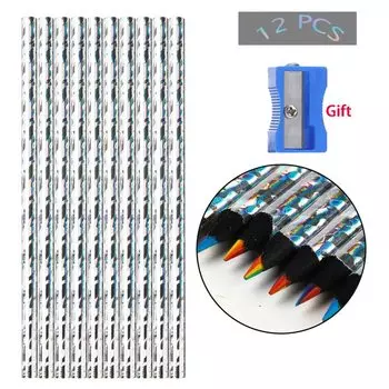 12 Упаковок Kawaii Радужные Цветные Карандаши 7 Цветов Концентрический Градиент Художественные Принадлежности Для Детей Подар...