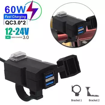 12 В-24 В QC3.0/3,1 А двойной USB-порт водонепроницаемый руль мотоцикла адаптер зарядного устройства розетка для Iphone Samsung Huawei