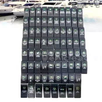 12 В/24 В рожок, Автомобильные Лодки, фургоны, Клавишные переключатели, водонепроницаемые двойные зеленые флейты, SPST (ON) OFF Rocker, задний флейдный переключатель