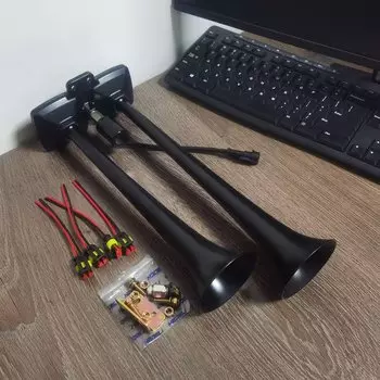 12 В 24 В супер громкая черная двойная труба с электронным управлением автомобильный воздушный звуковой сигнал для автомобилей грузовиков мотоциклов поставки транспортных средств