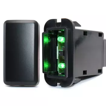 12 В кнопка включения-выключения синяя/зеленая подсветка с соединительным проводом для Toyota (Размер: 39 мм x 21 мм), без рисунка (можно гравировать)