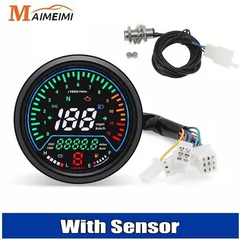 12 В мотоцикл спидометр инструменты одометр тахометр индикатор светодиодный круглый 12000 об/мин для Harley Honda Yamaha Suzuki Racer