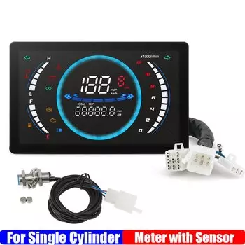 12 В универсальный светодиодный цифровой мотоциклетный спидометр, об/мин, приборная панель мотоцикла с температурной шестерней, 199 км/ч, моторный инструмент на заказ