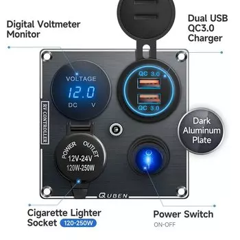 12 В Usb двойное зарядное устройство розетка для автомобильного прикуривателя Мощность водонепроницаемый Usb-порт адаптер 5 в розетки вольтметр цифровой