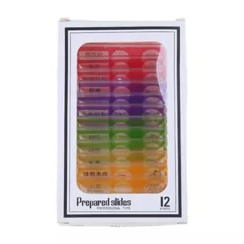 12 видов пластиковых подготовленных микроскопических препаратов животных, растений, цветов, насекомых, образцов биологических