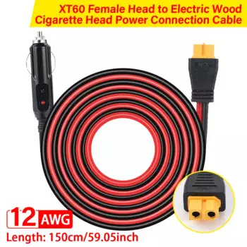 12AWG автомобильный кабель прикуривателя XT60 с внутренней головкой 1,5 м для ALLPOWERS R600 R1500 R2500 S2000 Pro Ecoflow Delta/River и т. д.