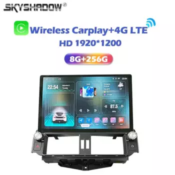 12G + 256G Carplay Auto Android 14.0 13,3 дюйма 4G LTE IPS Автомобильный DVD-плеер GPS WIFI Bluetooth RDS Радио для Toyota Prado 150 2009-2013