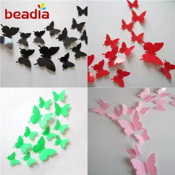 Настенные наклейки Beadia 3D бабочки пластик 12 шт