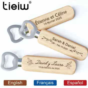 Деревянные индивидуальные открывалки для бутылок на свадьбу