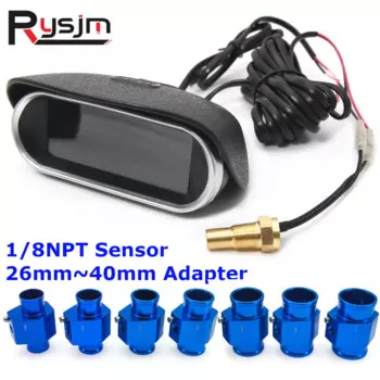 Цифровой датчик температуры воды 12 В 24 В + датчик температуры воды Вольт 1/8NPT, заглушка головки, соединительная труба, датчик, адаптер для шланга радиатора